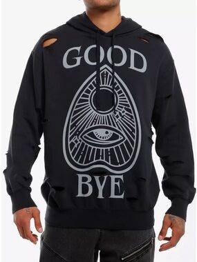 Hot Topic Good Bye Mystic Symbols Distressed Destructed Hoodie XS Ouija Witchy